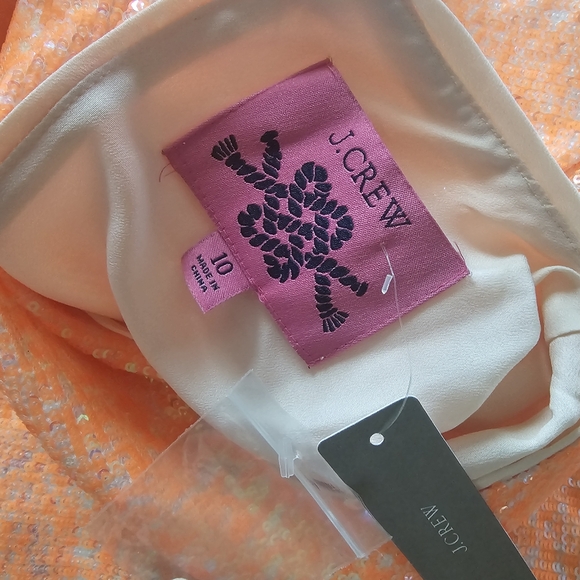 NWT J. Crew Orange Sequin Statement Dress Size 10 - Picture 6 of 9